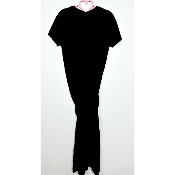 Monrow NWOT Crew Neck Short Sleeve Pocket Tee Dress Slit Tie Black Size Small - Picture 5 of 8
